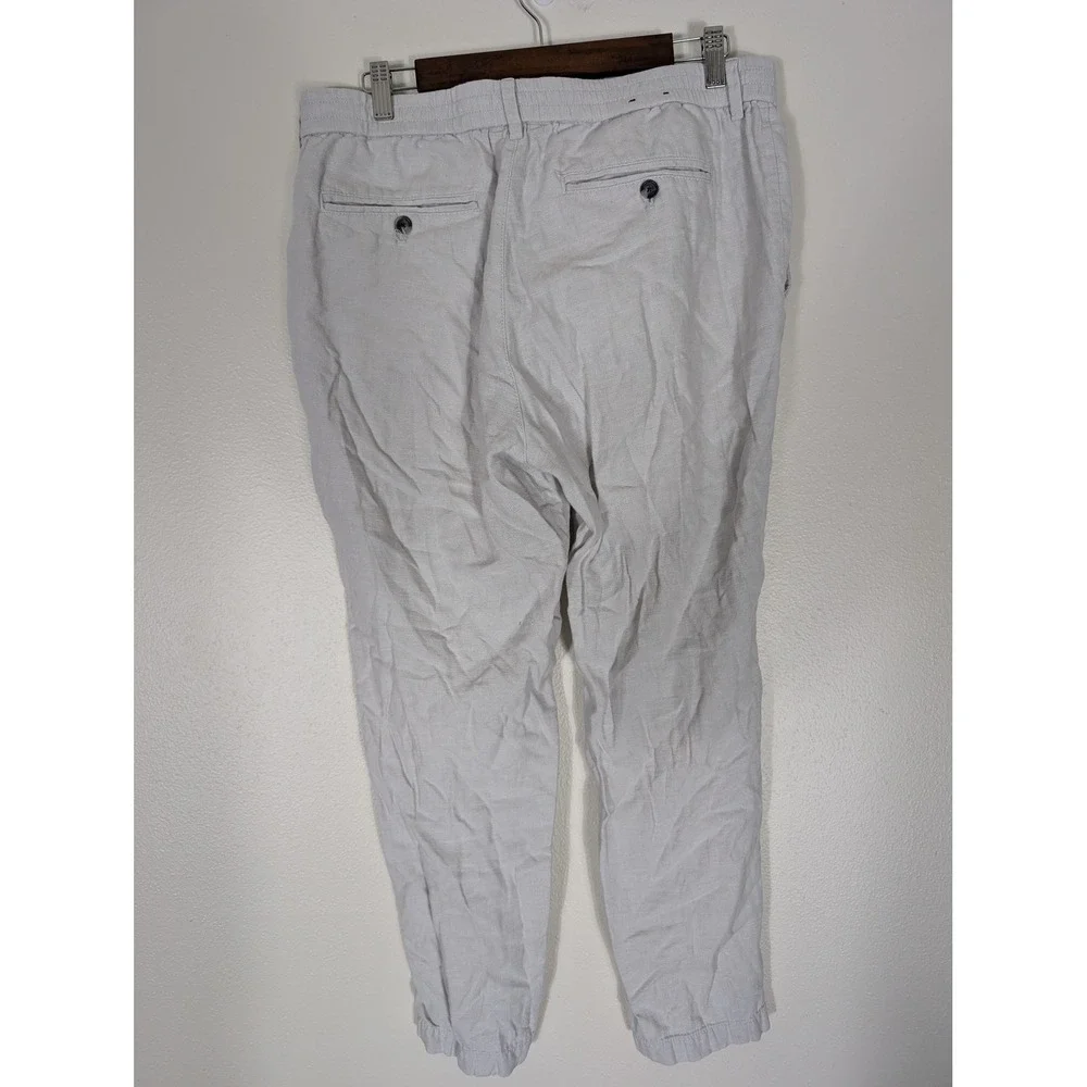 Banana Republic 34/32 Mason Athletic Tapered Pants Mens Gray Drawstring Linen